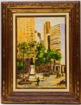 VIRGÍLIO DIAS - ( Rio de Janeiro, 1956) .  "Largo da Candelária", O.S.T. Assinado e datado 94 C.I.D. MI: 55,5 cm X 38,5 cm.  ME : 78,0 cm X 61,0 cm.                                                                            BIOGRAFIA: Virgílio Dias Filho nasceu em 1956 no Rio de Janeiro. Em 1974, após um acidente, que o deixou sem o braço direito, a vida o impôs uma nova realidade. Ele, que era destro, teve que aprender a usar o braço esquerdo, foi justamente aí que ele descobriu a pintura.