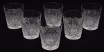 COPOS CRISTAL  - Seis copos para Whisky em grosso cristal Checo. Rica lapidação geométrica.  Pereito estado na caixa. Med. Alt. 9,0 cm Diâm. 8,0 cm.