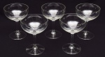 CONJUNTO de Cinco grandes taças para vinho tinto ou sobremesas geladas em Demi Cristal, lapidação toda lisa. Med. Alt. 17,0 cm   Diâm. 13,0 cm.
