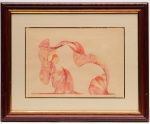 D. ISMAILOVITCH - Dimitri Ismailovitch (1892, Satanoff, Rússia -1976, Rio de Janeiro, Brasil) - Abstrato, técnica mista sobre papel, Assinado e datado 1973 no C.I.D. Fina moldura em madeira. OBS: Marcas do tempo.  Med. MI 33,5 cm X 47,0 cm  ME 56,5 X 70,0 cm.                                                                                                              BIOGRAFIA: Pintor e desenhista. Estudou na Escola de Belas Artes da Ucrânia entre 1918 e 1919. Chegou ao Brasil em 1927, depois de curta passagem por Atenas, Londres e Estados Unidos. Obteve medalha de prata no Salão Nacional de Belas Artes, e pequena medalha de prata no Salão Paulista de Belas Artes. Notabilizou-se como retratista, dedicando-se também à paisagem e à natureza-morta. Em 1964, escreveu a seu respeito Antonio Bento: "...Não há dúvida que a sua técnica é também das mais sólidas, disso resulta que os seus quadros a óleo, feitos há mais de trinta anos, encontram-se hoje tão bem conservados como no momento em que foram pintados, creio que esse é um dos maiores elogios que podem ser feitos ao pintor, dono de um métier dos mais vigorosos, numa época em que tantos pintores modernos ignoram quase totalmente o esplêndido artesanato dos mestres antigos. Fonte: Catálogo das Artes.