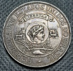 Moeda do Brasil - 1000 Réis  1900  Prata - Comemorativa dos 400 anos do Descobrimento do Brasil  P678  Bela Pátina (6 fotos)