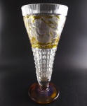 Antigo Vaso Floreiro Cristal Amarelo Bohemia 10531 Rrdeco