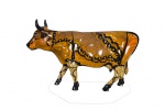 Cow Parade Belém - Vaca Faceira - Autoria: Elieni Tenório - Fibra de vidro com pintura, medindo: 154 x 234 x 80 cm aproximadamente. Base de fibra de vidro, medindo: 30 x 234 x 100 cm. Peso total com a base: 60 kg - Uso interno e externo. Patrocinador: Extrafarma