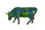 Cow Parade Belém - Ecow  - Autoria: Erick Maklin Távora - Fibra de vidro com pintura, medindo: 154 x 234 x 80 cm aproximadamente. Base de fibra de vidro, medindo: 30 x 234 x 100 cm. Peso total com a base: 60 kg - Uso interno e externo. Patrocinador: Extrafarma