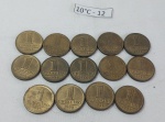 Lote de 14 moedas de 1 cruzeiro da datado de 1956.