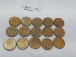 Lote de 15 moedas de 10 centavos de cruzeiro da década de 40/50.