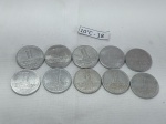 Lote de 10 moedas em alumínio de 1 cruzeiro datada de 1957/1961.