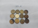 Lote de 12 moedas de 50 cruzeiros da datado de 1956.