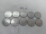 Lote de 10 moedas de 50 cruzeiros, década de 90.