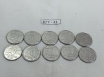 Lote de 10 moedas de 50 cruzeiros, década de 90.