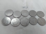 Lote de 10 moedas de 5000 cruzeiros datadas de 1992.