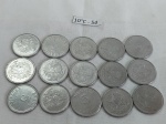 Lote de 13 moedas de cruzado da década de 80.