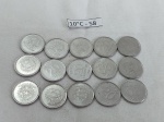 Lote de 15 moedas de 20 centavos de cruzado, década de 80.