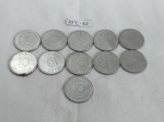 Lote de 11 moedas de 10 cruzados, década de 80.