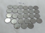 Lote de 27 moedas de 1 cruzado, década de 80.