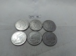 Lote de 6 moedas comemorativa de 1 cruzado novo, década de 90.