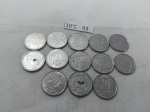 Lote de 13 moedas de 50 centavos de cruzado novo, década de 90.