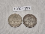 Lote de 2 moedas de 100 reis "400 anos de colonização do Brasil", datado de 1932.