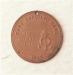 Medalha Casa Marcílio Dias - Pro Marinha - 13/12/1926; 2,5 cm de diâmetro; possui pequeno furo