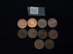 Lote de 10 moedas em bronze de one New Penny - Elizabeth II, diversas datas.