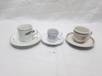 Lote de 3 xícaras de café em porcelana com propagandas, para colecionador.