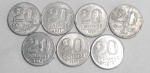 Brasil - 7 Moedas de 20 centavos de cruzeiros em alumínio, década de 50, período Cruzeiro (1942-1986).