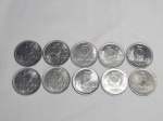 Brasil - 10 Moedas de 5 centavos de cruzeiros, datado de 1967 e 1969, período Cruzeiro (1942-1986).