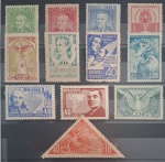 ANO COMPLETO DE SELOS COMEMORATIVOS - 1947 - COM 12 SELOS NOVOS SEM CARIMBO INCLUINDO OS AÉREOS