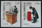 CHILE - 250 ANOS DO CORREIO - SÉRIE COM 2 SELOS  MINT
