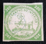 TELEGRAFO 200 RÉIS VERDE AMARELADO - USADO - RHM 700UF
