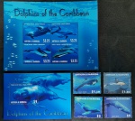 ANTIGUA BARBUDA - GOLFINHOS - FOLHINHA COM 4 SELOS + BLOCO + 4 SELOS - MINT