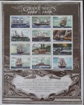 GRANDES NAVIOS DE 1860 A 1870 - FOLHA NOVA COM 12 SELOS MINT