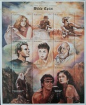 CENTENÁRIO DO CINEMA FOLHA COM 9 SELOS MINT DE FILMES ÉPICOS