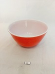 BOWL/ PIREX USA OVEN WARE EM VIDRO NO TON VERMELHO. MEDIDA: 18 CM D X 9 CM DE ALTURA