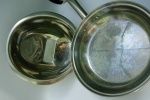 2 peças em aço inox La Cuisine : frigideira 23,5 cm e escorredor 25 cm - novos sem uso