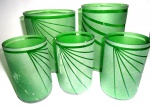 9 peças artesanais em vidro verde jateado desenhos maior 14x9cm // 13 x 11 cm e 10 x 6,5cm