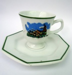 XÍCARA E PIRES OITAVADO - PORCELANA SCHIMIDT 6cm e pires 11cm - Joinville - SC - Cidade das Flores