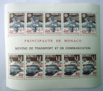 Bloco de selos de Mônaco - Meios de Transporte e Comunicações - 1988 mint - linda peça