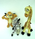 Madagascar - 3 personagens : Zebra Marty 16 cm , Girafa Melman 23 cm  e Leão Alex 14 cm
