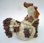 Galinha pintada a mão - em estuque - 12 x 10 cm - linda peça decorativa