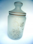 Murano anos 60 - vidro (fino) - filetada - hand painted c/ tampa 21 cm x 9,5 bocal NOVA - Itália etiqueta