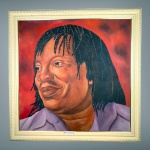 Quadro MILTON NASCIMENTO atribuído a Emanoel Araújo (era do seu acervo pessoal) o.s.t. 1,15 x 1,15m a retirar - vai precisar de restauro na moldura ou troca da mesma.
