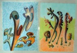 2 desenhos coloridos de J.C. Silva 1986 - 35 x 25 cm - pastel sobre papel