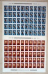 Filatelia - 2 folhas completas com 50 selos cada - conchas - 1977