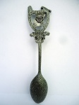 Colher souvenir U.S. em prata toda trabalhada - Missouri- Jefferson City Bluebird Capitol - 9,5 cm