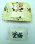 2 PEÇAS EM PORCELANA : 1 DO JAPÃO - 15x15 cm e 8x6 cm