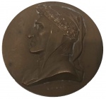 COLECIONISMO- VI CENTENARIO DANTESCO MDCCCCXXI - MEDALHA COMEMORATIVA EM BRONZE MEDINDO 6 CM .