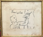 JEAN COCTEAU - nanquim s/ papel, arte erótica, medindo: 17 cm x 13 cm e 28 cm x 24 cm