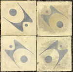 Painel com (4) Azulejos. Estilo Modernista, década de 50. Autor não identificado, peça para estudo apurado. Dimensões: 20 cm x 20 cm (cada)