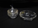 Petisqueira bowl e açucareiro em cristal moldado. Medindo o a petisqueira 5cm x 4cm de altura.